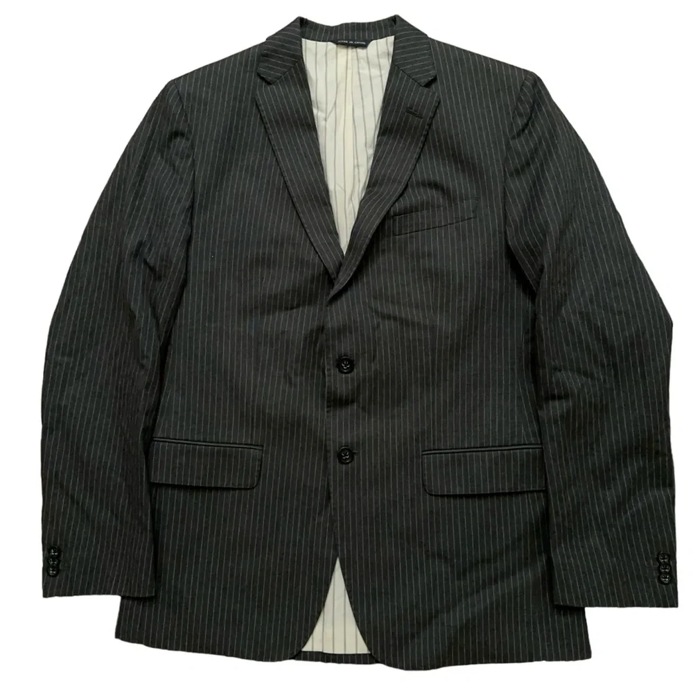 Banana Republic Blazer Jacket Mens Size 40R Sports Coat Cotton Gray Striped